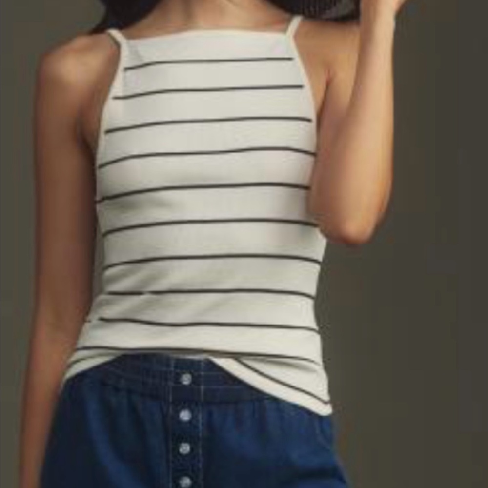 Anthropologie PILCRO HIGH-NECK TANK black and white tank. Brand new with tag.